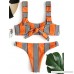 ZAFUL Women's Scoop Neck Striped Padded Tie Back Two Piece Bikini Set Orange B07BGYWZZ3